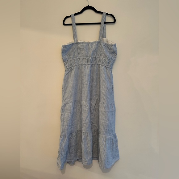 NWT Amour Vert Elio Linen Midi Dress, Blue Natural Stripe - Picture 7 of 11